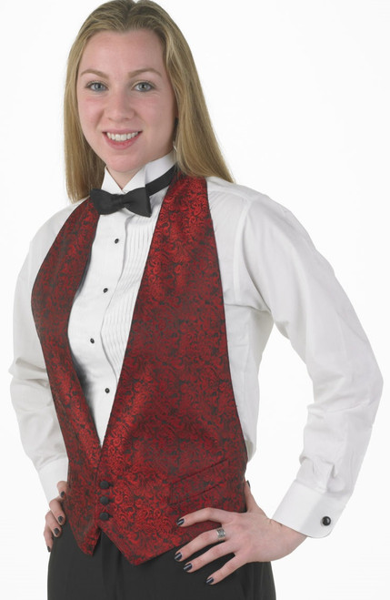 Henry Segal Unisex Backless Vest Paisley Red (min order qty any 4)
