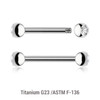 TBA12BJ3 Pack of 10 Titanium eyebrow barbells, Thickness 1.2mm, with two 3mm bezel set crystal balls