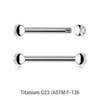 TBA12BJ25 Pack of 10 Titanium helix barbells, Thickness 1.2mm, with two 2.5mm bezel set crystal balls