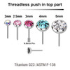 KYB05JH Pack of 10 Titanium half ball crystal tops for threadless body jewelry