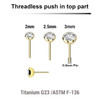 LYB05JH Pack of 10 Gold PVD plated Titanium half ball crystal tops for threadless body jewelry