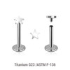 YLB12ST3 Pack of 10 high polished titanium internally threaded labrets, Thickness 1.2mm, with 3mm flat star tops