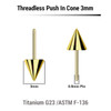 LYC05N3 Pack of 10 Gold PVD plated titanium cones with 3mm diameter for threadless push in post