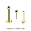 LLBXXB2 Pack of 10 Gold PVD plated Titanium threadless push in labrets, Ball size 2mm