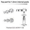 YTP12X35 Pack of 5 Titanium Internally threaded labret tops 3 small round disk with bezel set crystals, Thread size 0.9mm