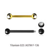 EBA12BJ3 Pack of 5 Titanium eyebrow barbells, Thickness 1.2mm, with two 3mm bezel set crystal balls