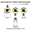UYB16N3 Pack of 10 PVD plated titanium balls with 3mm diameter for 1.6mm internally threaded post