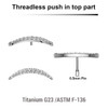 KTP05X18 Pack of 5 Titanium G23 threadless push in labret top with crescent moon design with 12 prong set CZ stones