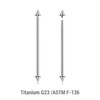 YBA16C4I Pack of 10 high polished titanium internally threaded Industrial barbells, Thickness 1.6mm, Cone size 4mm