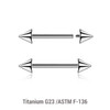 YBA16C5 Pack of 10 high polished titanium internally threaded nipple barbells, Thickness 1.6mm, Cone size 5mm