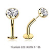 LCL16JH Pack of 5 Gold Pvd plated titanium threadless floating belly labrets with convex base plate, Thickness 1.6mm with flat jewel ball top