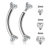 FBN12CZ Pack of 10 surgical steel internally threaded eyebrow bananas, Thickness 1.2mm, with prong set CZ stones