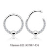 TSG12HX13 Pack of 5 Titanium hinged segment rings with 3mm ball in BCR shape with forward facing prong set CZs