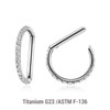 TSG12HX11 Pack of 5 Titanium hinged segment rings in D shape with outward facing prong set CZs