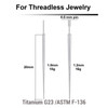 NPIKXNT Pack of 10 High polished titanium Insertion Pins for threadless threaded body jewelry, length 20mm