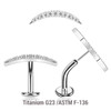 KCL16X18U Pack of 5 high polished Titanium ASTM F-136 threadless floating belly labrets with convex base plate, Thickness 1.6mm with a CZ studded crescent moon top