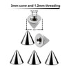 SYC12N3 Bulk body jewelry parts pack of 25  high polished surgical steel cones with 3mm diameter and a 1.2mm threading