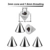 SYC16N3 Bulk body jewelry parts pack of 25  high polished surgical steel cones with 3mm diameter and a 1.6mm threading