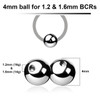 SYB12D4 Bulk Body Jewelry Pack of 25 high polished surgical steel dimple balls size 4mm for 1.2m and 1.6mm ball closure rings