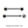 TBA12B3 Wholesale Pack of 10 high polished titanium G23 eyebrow or helix barbells, Thickness 1.2mm, Ball size 3mm