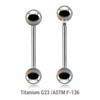 TBA16B6 Wholesale Assortment of 10 high polished titanium G23 tongue barbells, Thickness 1.6mm, Ball size 6mm