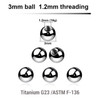 TYB12N3 Piercing studio supplies: Pack of 25 high polished titanium G23 balls with 3mm diameter and a 1.2mm threading