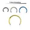 PYCB12N Piercing studio supplies: Pack of 25 pcs. of circular barbell posts in PVD plated 316L steel, thickness 1.2mm