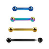 PBA12B25 Wholesale Pack of 25 PVD plated 316L steel eyebrow or helix barbells, Thickness 1.2mm, Ball size 2.5mm