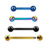 PBA16B4 Wholesale Assortment of 25 PVD plated 316L steel nipple barbells, Thickness 1.6mm, Ball size 4mm