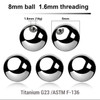 TYB16N8 Piercing studio supplies: Pack of 25 high polished titanium G23 balls with 8mm diameter and a 1.6mm threading TYB16N8 Piercing studio supplies: Pack of 25 high polished titanium G23 balls with 8mm diameter and a 1.6mm threading