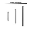 YYBA12N Pack of 10 internally threaded straight barbell posts in high polished titanium, thickness 1.2mm