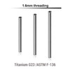 YYBA16N Pack of 10 internally threaded straight barbell posts in high polished titanium, thickness 1.6mm