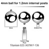 YYB12N4 Pack of 25 high polished titanium balls with 4mm diameter for 1.2mm internally threaded post