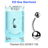 WBN16B58 Sterilized body piercing assortment of 10 titanium G23 belly bananas, Thickness 1.6mm, Ball size 5 + 8mm