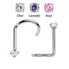 SNS08CZ15 Wholesale Nose Jewelry Set of 25 surgical steel nose screws with 1.5mm prong set CZ stone, thickness 0.8mm