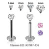 YLB12CZ Pack of 10 high polished titanium internally threaded labrets, Thickness 1.2mm, with prong set CZ stones YLB12CZ Pack of 10 high polished titanium internally threaded labrets, Thickness 1.2mm, with prong set CZ stones