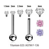 YBA12CZS Pack of 5 high polished titanium internally threaded helix barbells, Thickness 1.2mm, with a top prong set CZ stone and a lower 3mm plain ball