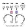 YCB12CZ Pack of 5 high polished titanium internally threaded circular barbells, Thickness 1.2mm, with prong set CZ stones