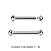 YBA12B2 Pack of 10 high polished titanium internally threaded eyebrow or helix barbells, Thickness 1.2mm, Ball size 2mm