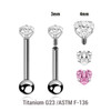YBA12CZHS Pack of 5 high polished titanium internally threaded helix barbells, Thickness 1.2mm, with a prong set heart shaped CZ stones and a lower 3mm plain ball