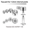 YTP12X05 Pack of 5 Titanium Internally threaded labret tops with 4 round bezel set CZ stones, Thread size 0.9mm