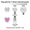 YTP12CZH Pack of 10 Titanium prong set heart shape CZ attachments for 1.2mm internally threaded items, Thread size 0.9mm
