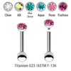 YBA12BJ3HS Pack of 5 high polished titanium internally threaded eyebrow barbells, Thickness 1.2mm, with a top half ball with a bezel set crystal and a lower 3mm plain ball YBA12BJ3HS Pack of 5 high polished titanium internally threaded eyebrow barbells, Thickness 1.2mm, with a top half ball with a bezel set crystal and a lower 3mm plain ball