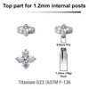 YTP12X10 Pack of 5 Titanium Internally threaded labret tops with 4 round prong set 2mm CZ stones, Thread size 0.9mm YTP12X10 Pack of 5 Titanium Internally threaded labret tops with 4 round prong set 2mm CZ stones, Thread size 0.9mm