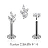 YLB12X14 Pack of 5 high polished titanium internally threaded labrets, Thickness 1.2mm, with a leaf shaped top with 4 marquis cut prong set CZ stones YLB12X14 Pack of 5 high polished titanium internally threaded labrets, Thickness 1.2mm, with a leaf shaped top with 4 marquis cut prong set CZ stones