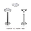 YLB12X16 Pack of 5 high polished titanium internally threaded labrets, Thickness 1.2mm, with a marquis cut prong set CZ stone top YLB12X16 Pack of 5 high polished titanium internally threaded labrets, Thickness 1.2mm, with a marquis cut prong set CZ stone top