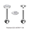 YBA12X16 Pack of 5 high polished titanium internally threaded tragus barbells, Thickness 1.2mm, with a marquis cut prong set CZ stone top and a lower 3mm plain ball YBA12X16 Pack of 5 high polished titanium internally threaded tragus barbells, Thickness 1.2mm, with a marquis cut prong set CZ stone top and a lower 3mm plain ball