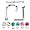 TNS01BJ2 Wholesale Nose Jewelry Lot of 10 Titanium G23 nose screws with 2mm rounded top with bezel set crystal, thickness 1mm TNS01BJ2 Wholesale Nose Jewelry Lot of 10 Titanium G23 nose screws with 2mm rounded top with bezel set crystal, thickness 1mm
