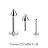 KLBXXC3 Pack of 10 high polished titanium threadless push in labrets, Cone size 3mm