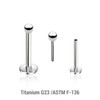 KLBXXB2 Pack of 10 high polished titanium threadless push in labrets, Ball size 2mm